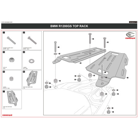 CENTER + SIDE BOX HOLDER SET BMW R1200GS / R1250GS 2010-2023