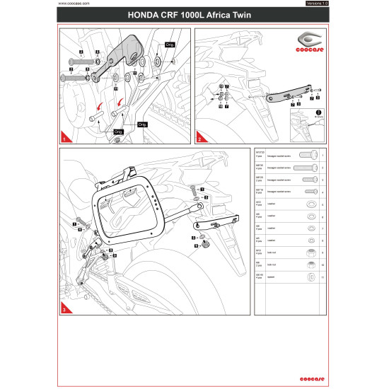 CENTER + SIDE BOX SET HONDA AFRICA TWIN 1000 2010-2018