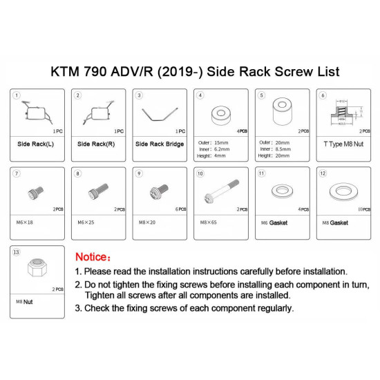 KTM 790ADV / R (KTM 790 / 890) CENTER CASE + SIDE CASE BRACKET