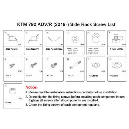KTM 790ADV / R (KTM 790 / 890) CENTER CASE + SIDE CASE BRACKET