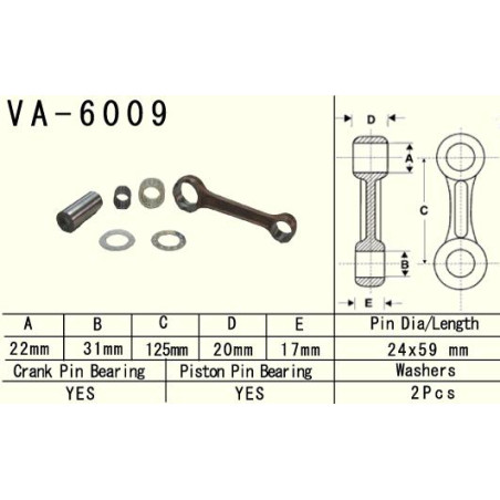 VESRAH connecting rod YAMAHA YZ 250 (YZ250) '99-'20 (VA6009) (MADE IN JAPAN)