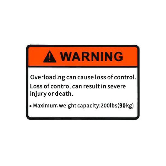 INFORMATION STICKER – REAR LUGGAGE CAPACITY SFA1000 SFA600