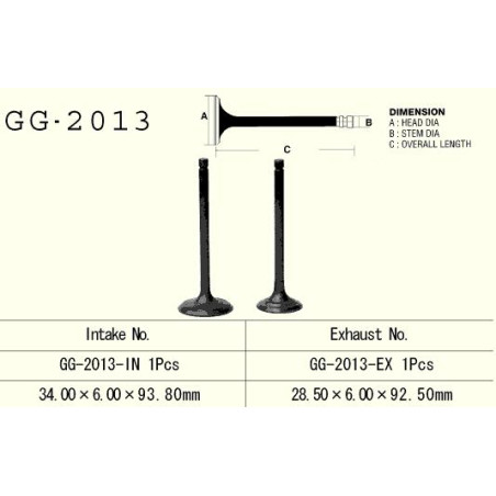 VESRAH intake valve YAMAHA YFM 250 '89-'09, TW 200 '87-'09, XT 225, TTR 230 (OEM: 5H0-12111-00,5H0-12111-02) (1pc.) (MADE