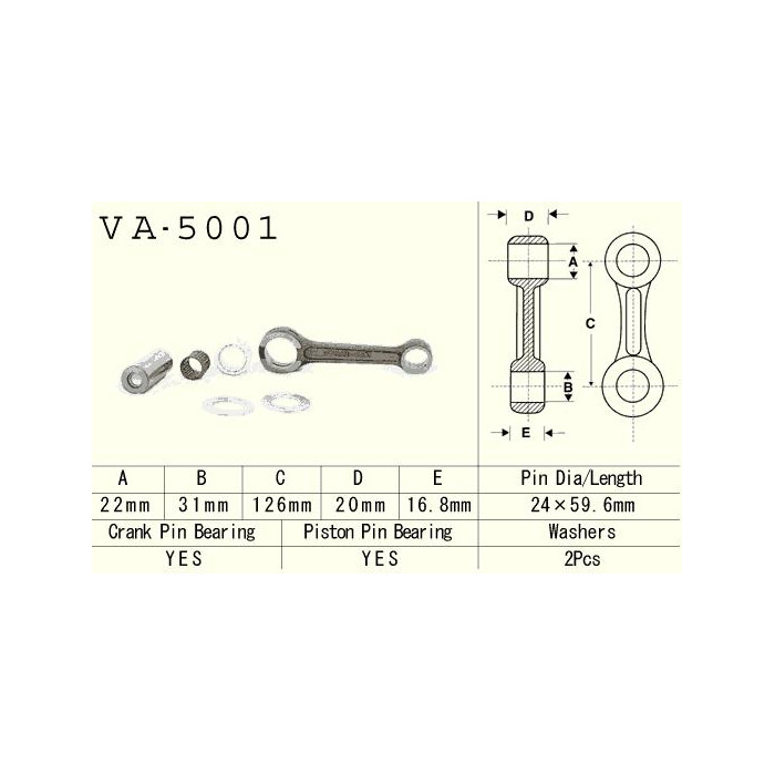 VESRAH connecting rod HONDA CR 250 '84-'01 (VA5001) GAS GAS NEW EC 250/300 '18-'19 GAS GAS ENGINE (MADE IN JAPAN)