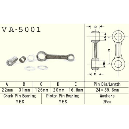 VESRAH connecting rod HONDA CR 250 '84-'01 (VA5001) GAS GAS NEW EC 250/300 '18-'19 GAS GAS ENGINE (MADE IN JAPAN)