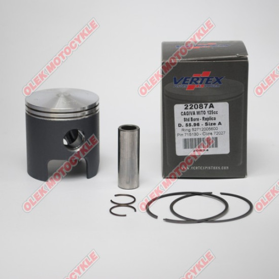 VERTEX piston CAGIVA MITO 125 '93, '99-'07 (hooded top) (rings 52712005600 X 2 pcs.)