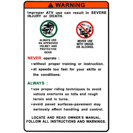 INFORMATION LABEL – WARNINGS SFA1000 SFA600 V1