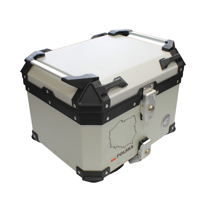 COOCASE ALUMINUM TOP BOX 45L SILVER WITH POLAND MAP + INNER BAG