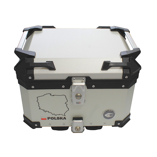 COOCASE ALUMINUM TOP BOX 45L SILVER WITH POLAND MAP + INNER BAG