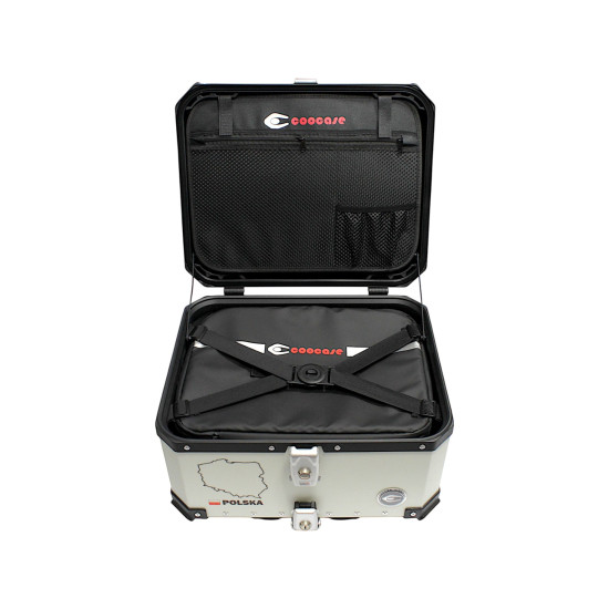 COOCASE ALUMINUM TOP BOX 45L SILVER WITH POLAND MAP + INNER BAG