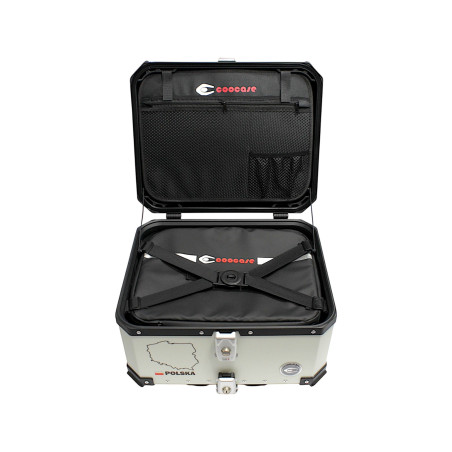 COOCASE ALUMINUM TOP BOX 45L SILVER WITH POLAND MAP + INNER BAG
