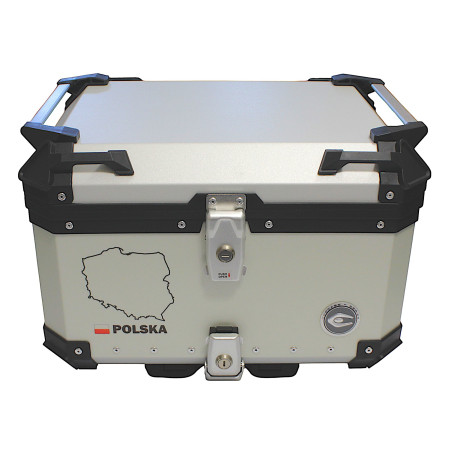 COOCASE ALUMINUM TOP BOX 55L SILVER WITH POLAND MAP + INNER BAG
