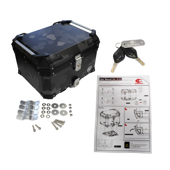 COOCASE 55L Aluminum Top Case, Camouflage Gray, with Inner Bag