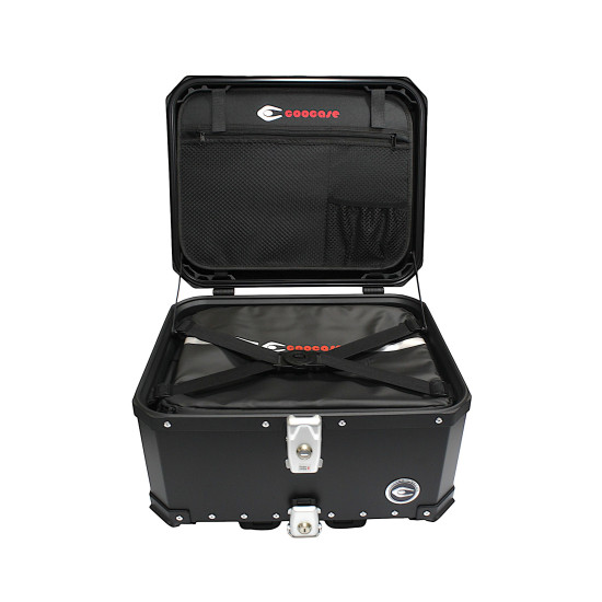 COOCASE 55L Aluminum Center Luggage with Backrest, Black