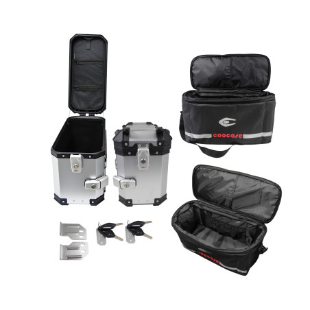 Set of 3 aluminum boxes (2 x 36 l symmetrical + 45 l) made of anodized aluminum