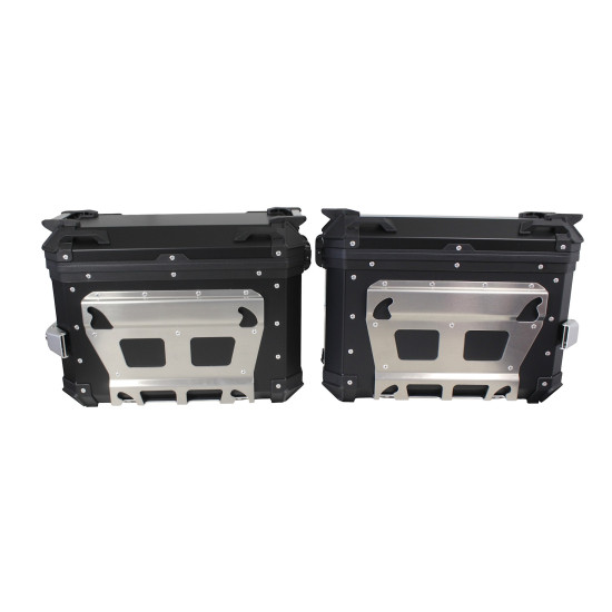 Set of 3 aluminum boxes (2 x 36 l symmetrical + 45 l) black cases
