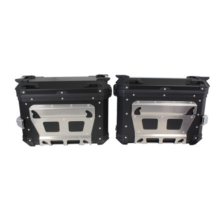 Set of 3 aluminum boxes (2 x 36 l symmetrical + 45 l) black cases