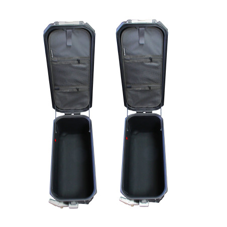 Set of 3 aluminum boxes (2 x 36 l symmetrical + 45 l) black cases