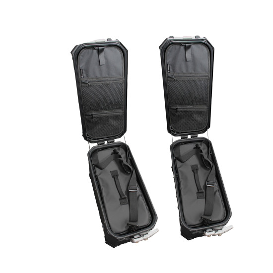 Set of 3 aluminum boxes (2 x 36 l symmetrical + 45 l) black cases