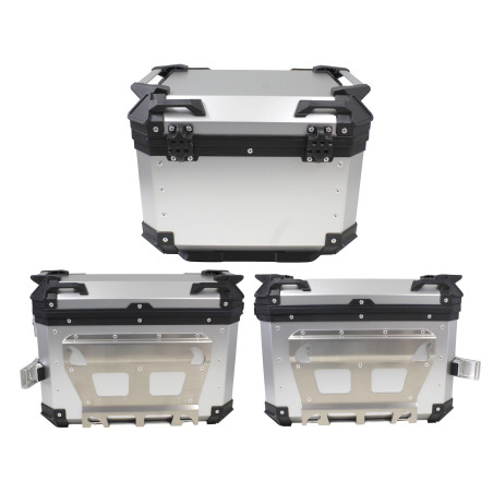 SET OF 3 ALUMINUM SUITCASE (2 X 36 L SYMMETRICAL + 45 L) SILVER SUITCASE