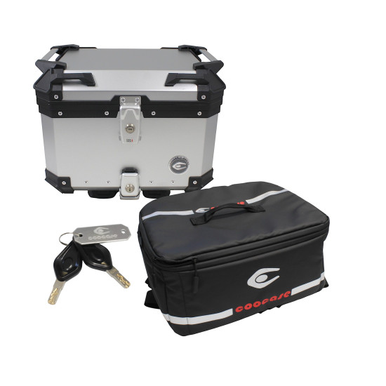 SET OF 3 ALUMINUM SUITCASE (2 X 36 L SYMMETRICAL + 45 L) SILVER SUITCASE