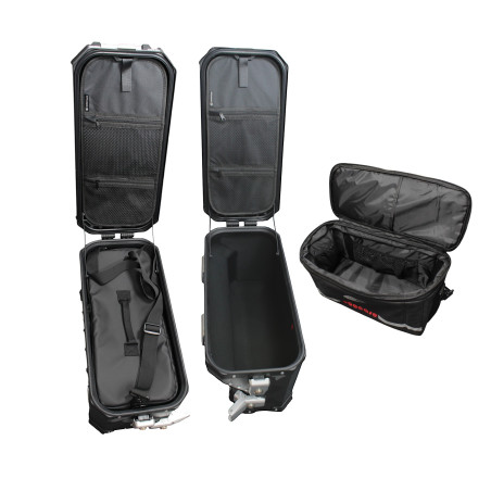Set of 3 aluminum boxes (30 l asymmetric + 36 l + 45 l), camouflage gray