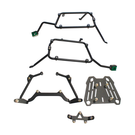 VIDURINĖS + ŠONINĖS DĖŽĖS LAIKIKLIAI KOMPLEKTAS BMW F800GS / F850GS 2010-2021 SIMETRIŠKOS ŠONINĖS DĖŽĖS LAIKIKLIAI