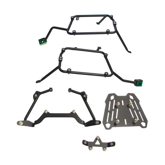 VIDURINĖS + ŠONINĖS DĖŽĖS LAIKIKLIAI KOMPLEKTAS BMW F800GS / F850GS 2010-2021 SIMETRIŠKOS ŠONINĖS DĖŽĖS LAIKIKLIAI