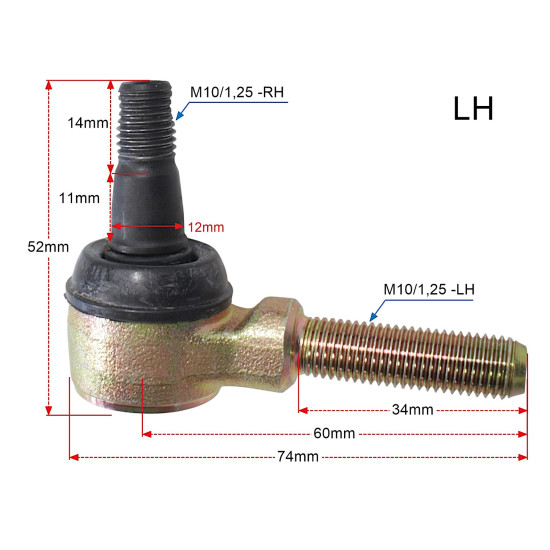 TEKYO STEERING ROD END LEFT + RIGHT ARCTIC CAT KAWASAKI SUZUKI YAMAHA POLARIS KYMCO
