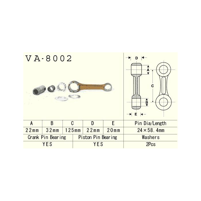VESRAH connecting rod KAWASAKI KX 250 (KX250) '78-'08 (VA8002) (MADE IN JAPAN)