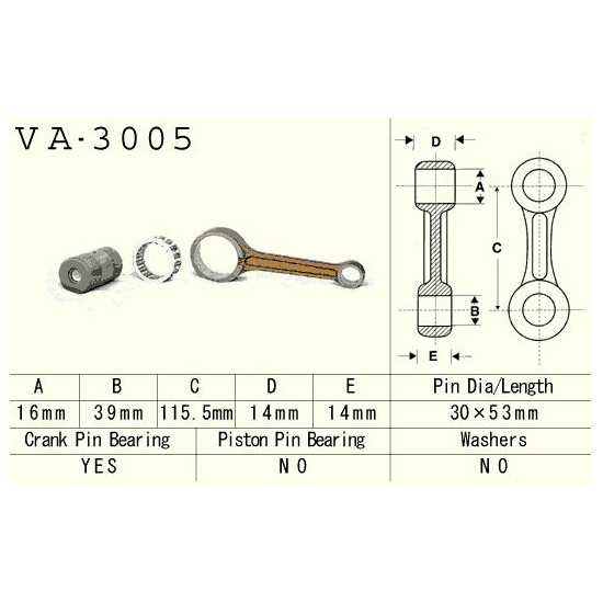 VESRAH connecting rod SUZUKI LTF 250 (LTF250) OZARK '02-'14, QUADRUNER '87-'02 (VA3005) (MADE IN JAPAN)