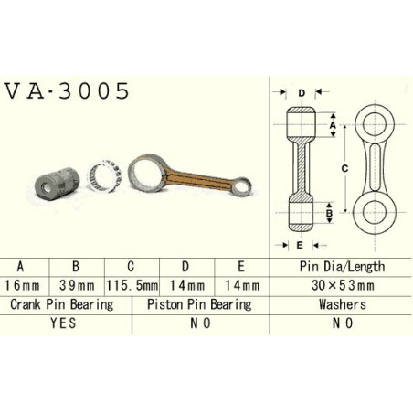 VESRAH connecting rod SUZUKI LTF 250 (LTF250) OZARK '02-'14, QUADRUNER '87-'02 (VA3005) (MADE IN JAPAN)