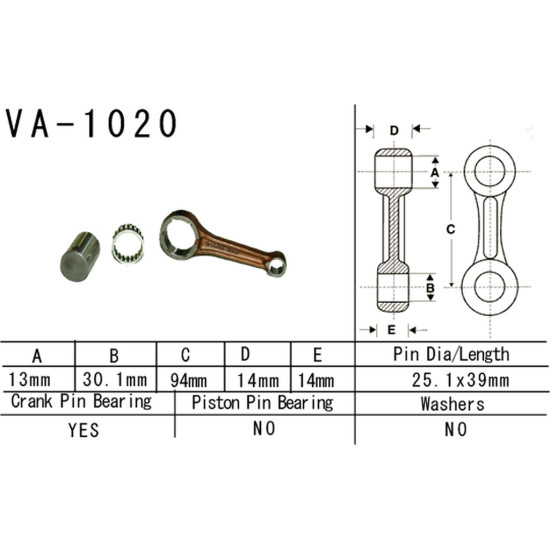 VESRAH connecting rod HONDA TRX 90 '93-'15 (VA1020) (MADE IN JAPAN)