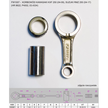 FLYWAY connecting Rod KAWASAKI KXF 250 (KXF250) '04 -'09, Suzuki RMZ 250 (RMZ250) '04 -'17 (HR 8622, P4002, 03.4334) \ t