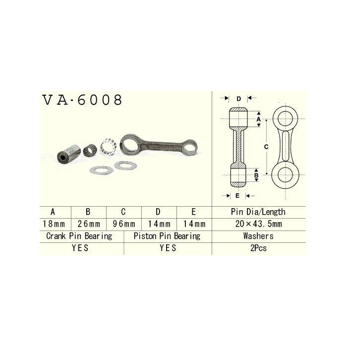 VESRAH connecting rod YAMAHA YZ 80 (YZ80) '93-'01, YZ 85 (YZ85) '02-'18 (VA6008) (MADE IN JAPAN)