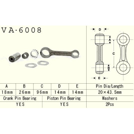 VESRAH švaistiklis YAMAHA YZ 80 (YZ80) '93-'01, YZ 85 (YZ85) '02-'18 (VA6008) (MADE IN JAPAN)