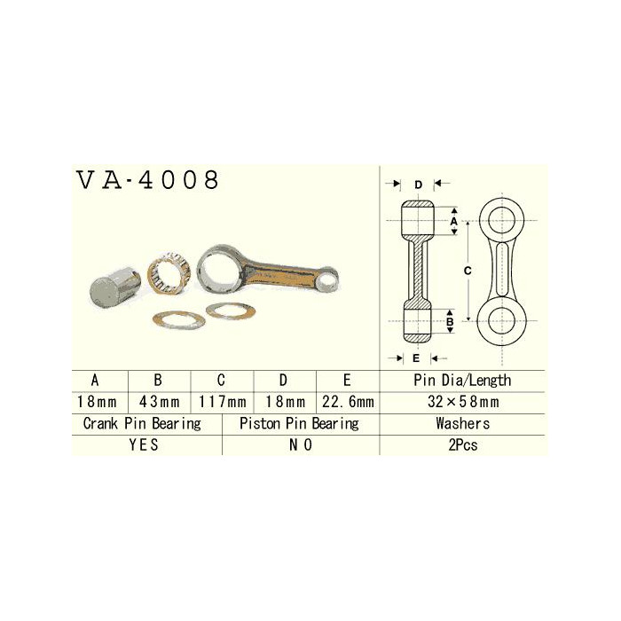 VESRAH connecting rod KAWASAKI KEF 300 (KEF300) '95-'00, KLF300 (KLF300) '86-'05, KVF 300 (KVF300) '89-'02 (VA4008) (MADE IN JAP