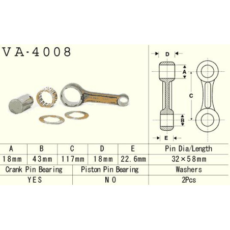 VESRAH švaistiklis KAWASAKI KEF 300 (KEF300) '95-'00, KLF300 (KLF300) '86-'05, KVF 300 (KVF300) '89-'02 (VA4008) (MADE IN JAPAN)