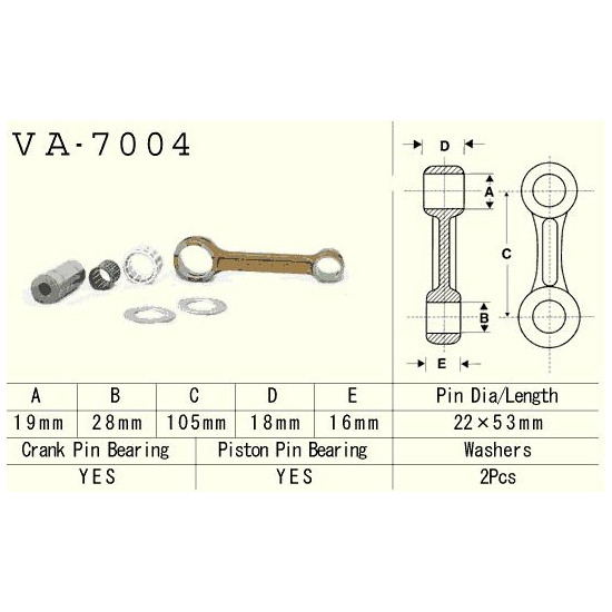 VESRAH connecting rod SUZUKI RM 125 (RM125) '87-'96 (VA7004) (MADE IN JAPAN)