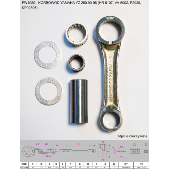 FLYWAY connecting rod YAMAHA YZ 250 (YZ250) '90-'98 (HR 8107, VA-6002, P2029, KP02306)