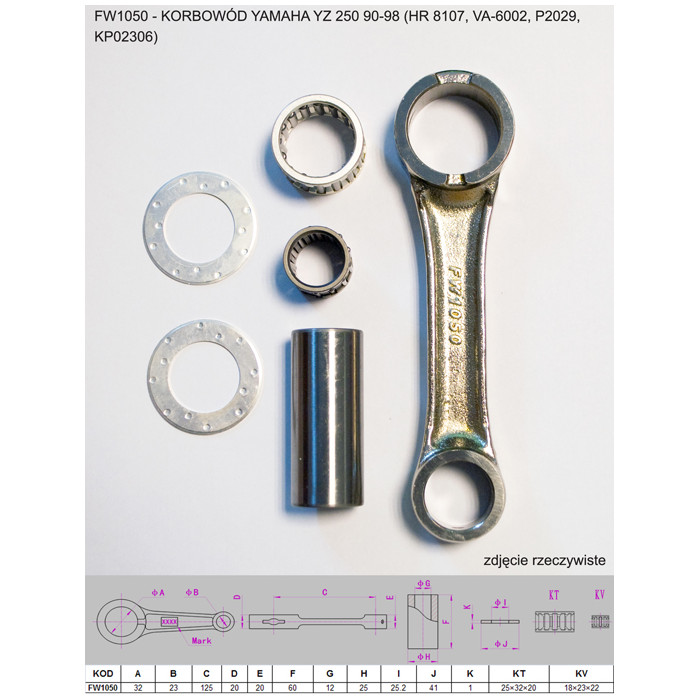 FLYWAY connecting rod YAMAHA YZ 250 (YZ250) '90-'98 (HR 8107, VA-6002, P2029, KP02306)
