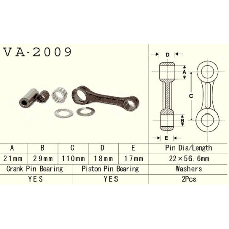 VESRAH connecting rod YAMAHA YFS 200 (YFS200) BLASTER '88-'06 (VA2009) (MADE IN JAPAN)