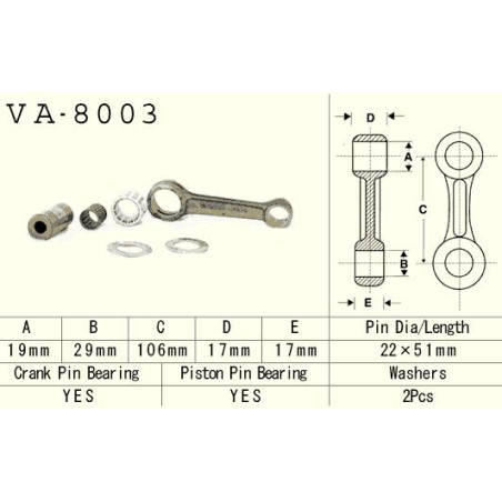 VESRAH švaistiklis KAWASAKI KX 125 (KX125) '94-'97 (VA8003) (MADE IN JAPAN)