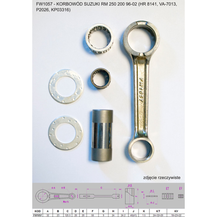 FLYWAY Connecting rod Suzuki RM 250 (RM250) 200 '96 -'02 (HR 8141, VA-7013, P2026, KP03316)