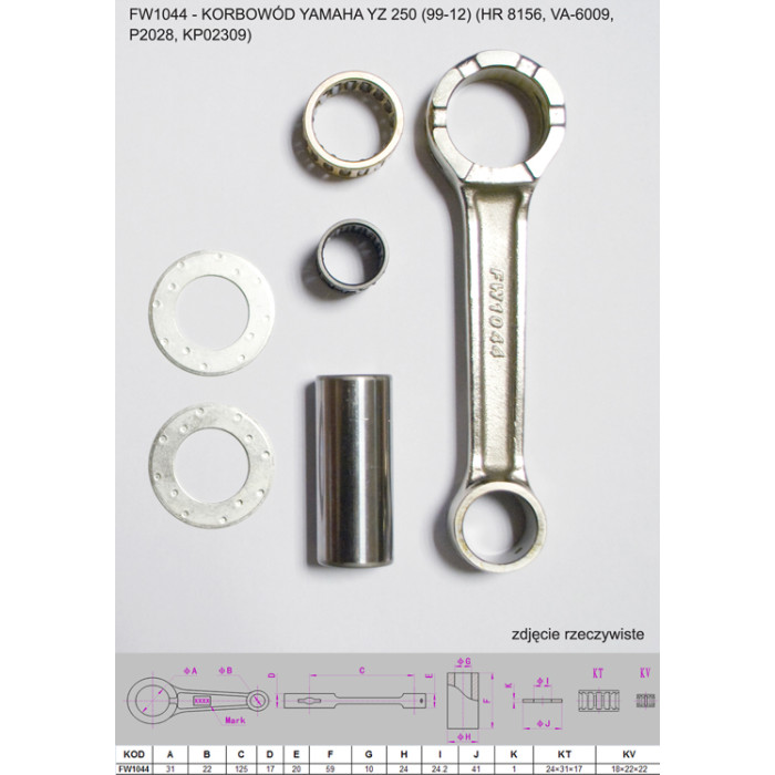 FLYWAY connecting rod YAMAHA YZ 250 (YZ250) '99-'12 (HR 8156, VA-6009, P2028, KP02309)