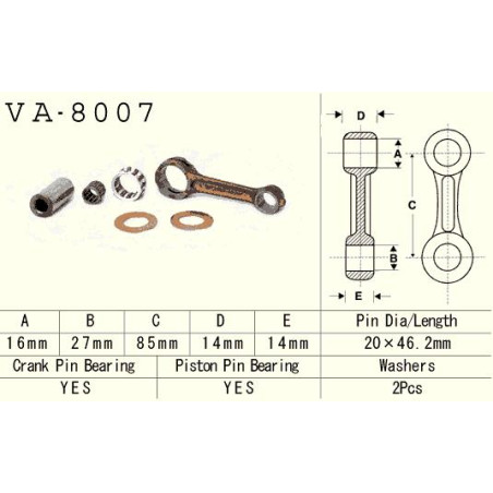 VESRAH švaistiklis KAWASAKI KX 60 (KX60) '85-'04, KX 65 (KX65) '00-'17 (VA8007) (MADE IN JAPAN)