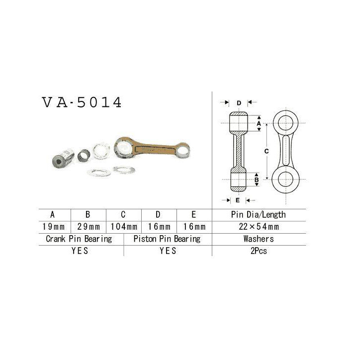 VESRAH connecting rod HONDA CR 125 '88-'07 (VA5014) (MADE IN JAPAN)