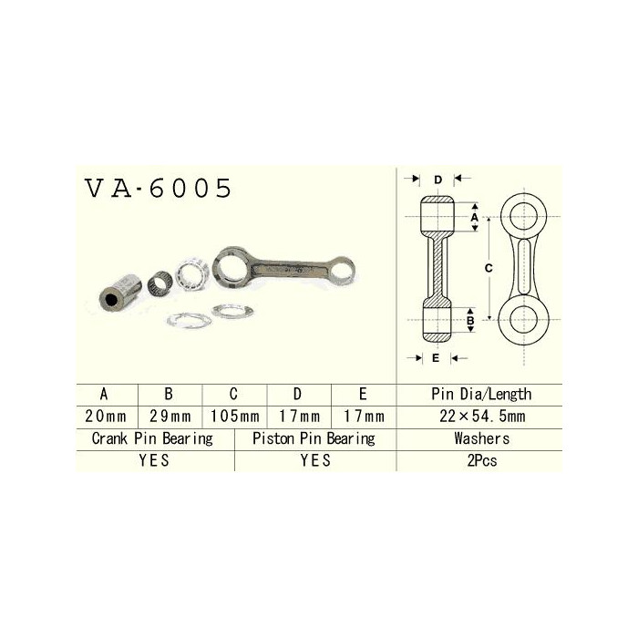 VESRAH connecting rod YAMAHA YZ 125 (YZ125) '86-'96 (VA6005) (MADE IN JAPAN)