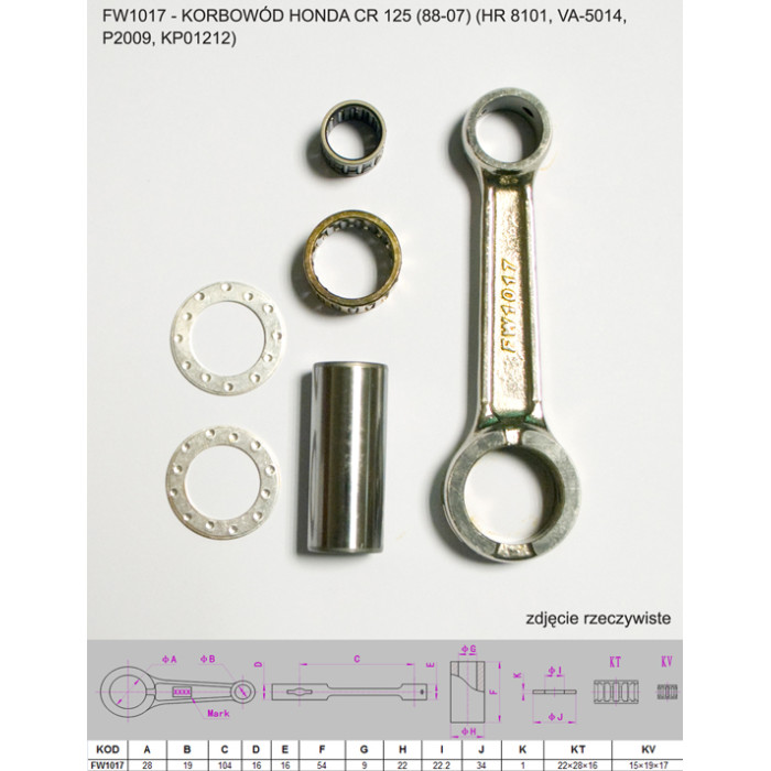 FLYWAY connecting rod HONDA CR 125 (88-07) (HR 8101, VA-5014, P2009, KP01212)