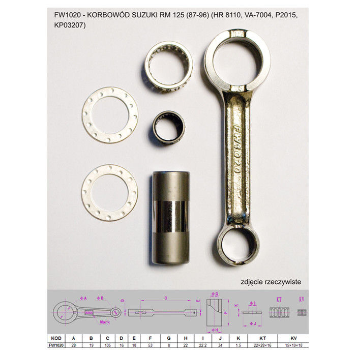 FLYWAY connecting rod SUZUKI RM 125 (RM125) '87-'96 (HR 8110, VA-7004, P2015, KP03207)